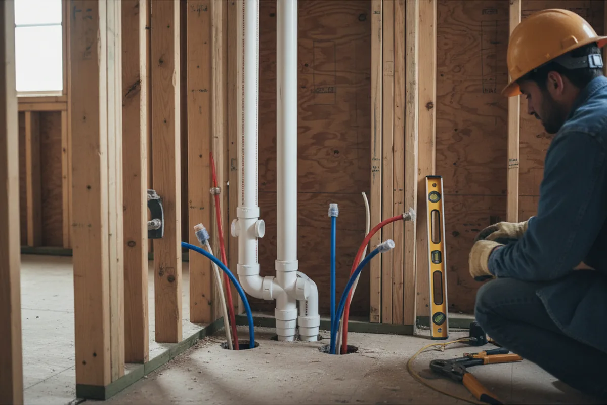 Drain and supply rough-in during Leak Detection in Sorento