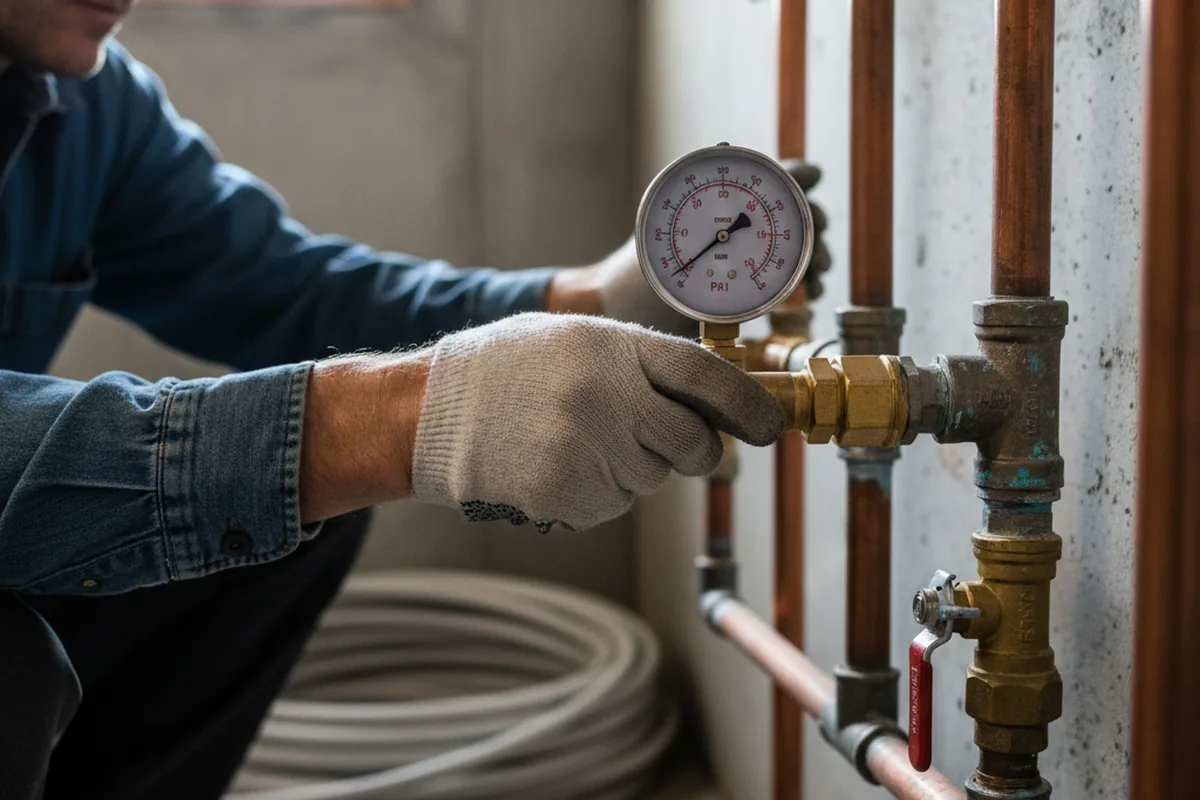 Pressure testing a repaired line during Water Line Repair in Sorento